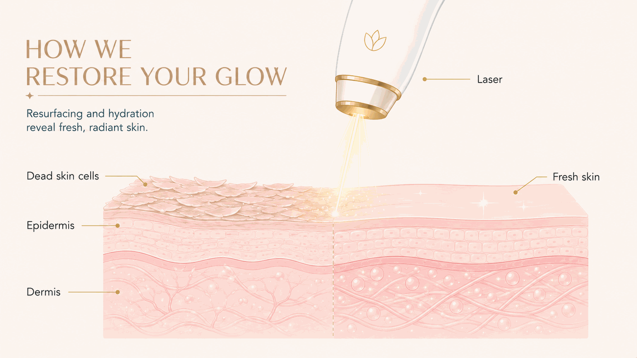 How Le Miracle treats Dull and Uneven Skin in Ottawa, explainer diagram