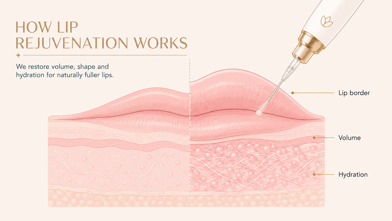 How Le Miracle treats Lip Rejuvenation in Ottawa, explainer diagram