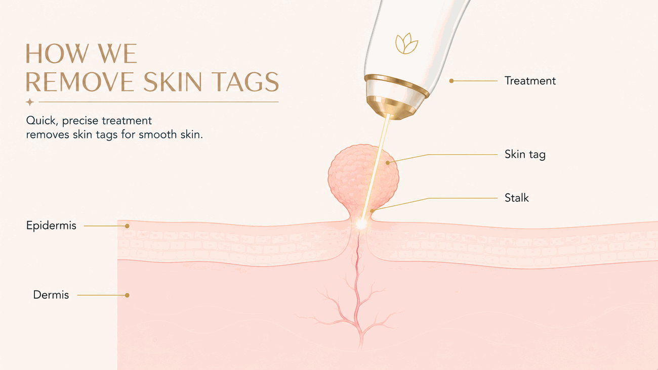 How Le Miracle treats Skin Tags in Ottawa, explainer diagram