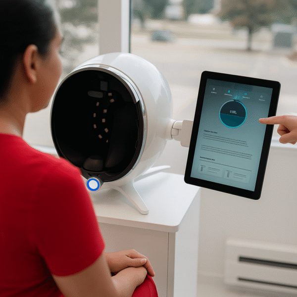Skin analysis at a free consultation at Le Miracle Skin Clinic in Ottawa
