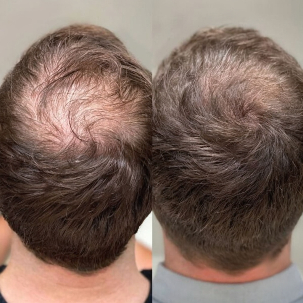 PRP hair restoration before and after results at Le Miracle Skin Clinic, Ottawa
